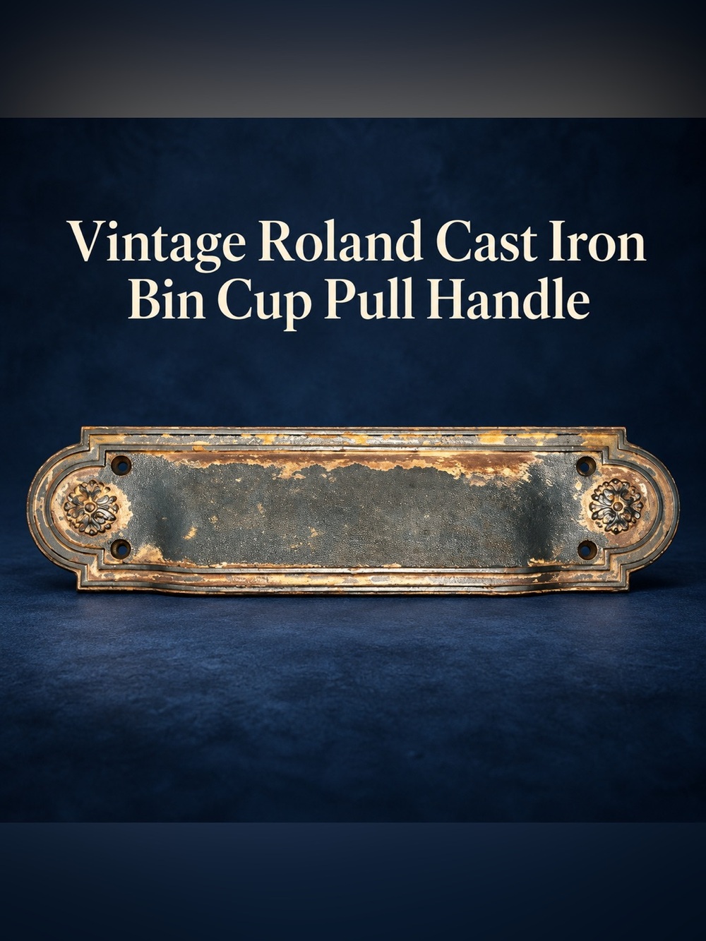 Vintage Cast iron Bin Cup Pull Handle ROLAND​